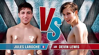 Unclothed Twink Campaign fight - Devin Lewis & Jules Laroche - Shower Represent